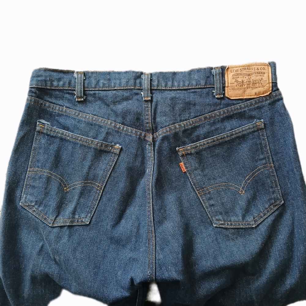 Vintage 80's Levi's 37x31 Orange Tab 505-217 Blue Jeans Denim Made USA Straight